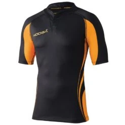 Mens Tight Fit Curve Premium Match Sports Shirt (Black / Gold)