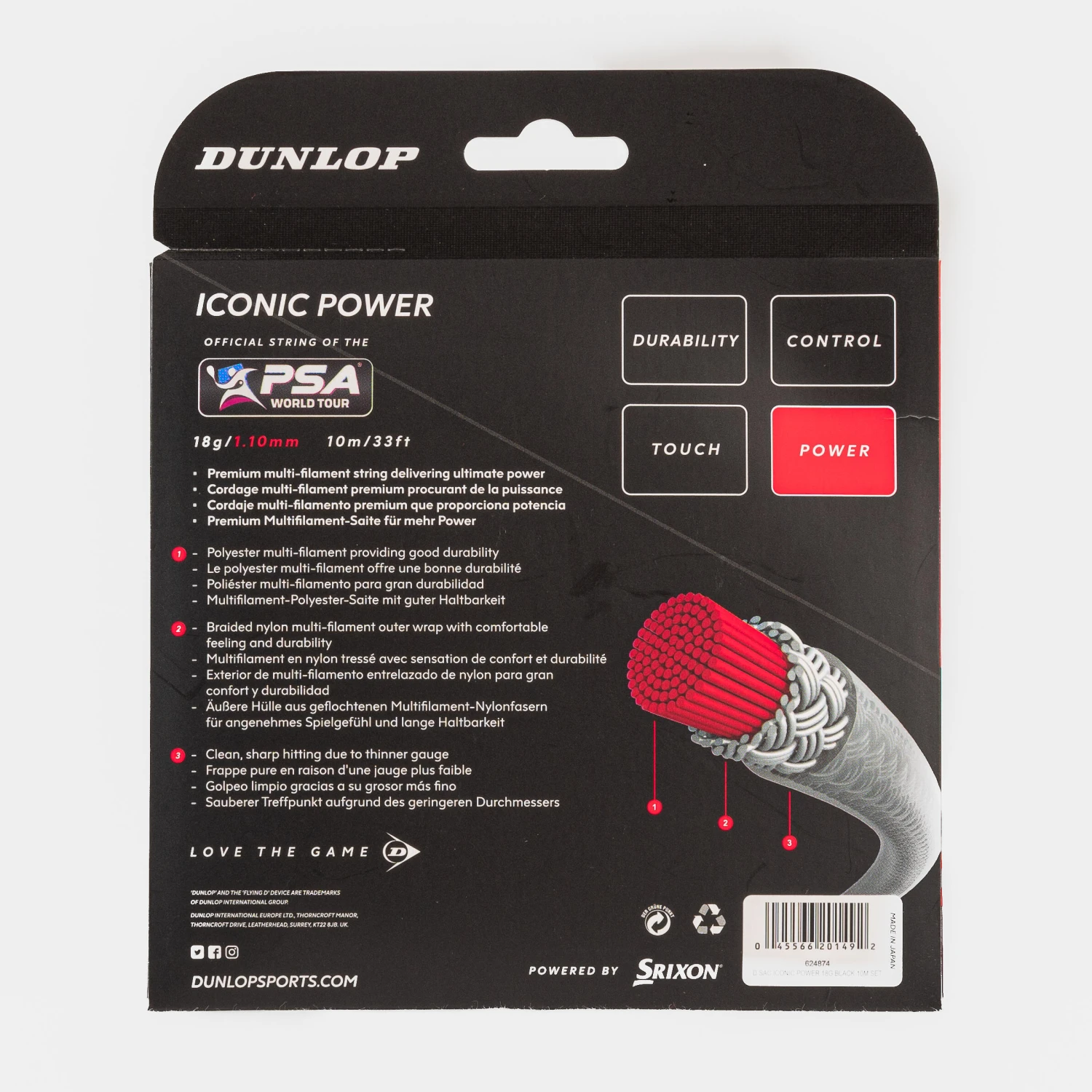 Dunlop 1.10 Mm Squash String Iconic Power 4 Dunlop 1.10 Mm Squash String Iconic Power - Image 2