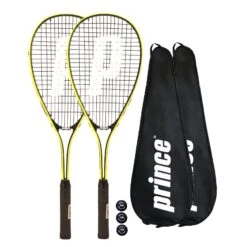 Prince Power Rebel Ti Squash Racket Twin Set, Inc Covers & 3 Squash Balls