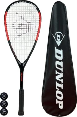 Dunlop Hypermax Lite Ti Squash Racket + Cover & 3 Squash Balls