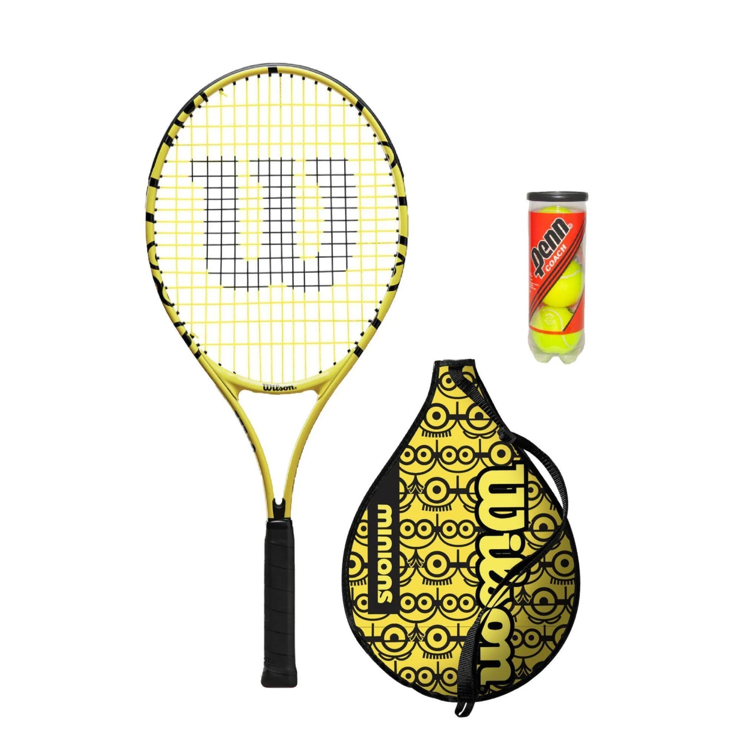 Wilson X Minions 25" Junior Tennis Racket Inc Protective Cover & Tennis Balls 3 Wilson X Minions 25" Junior Tennis Racket Inc Protective Cover & Tennis Balls