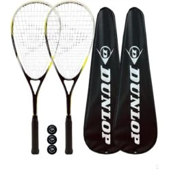 2 X Dunlop NanoMax Ti Squash Rackets + 3 Squash Balls