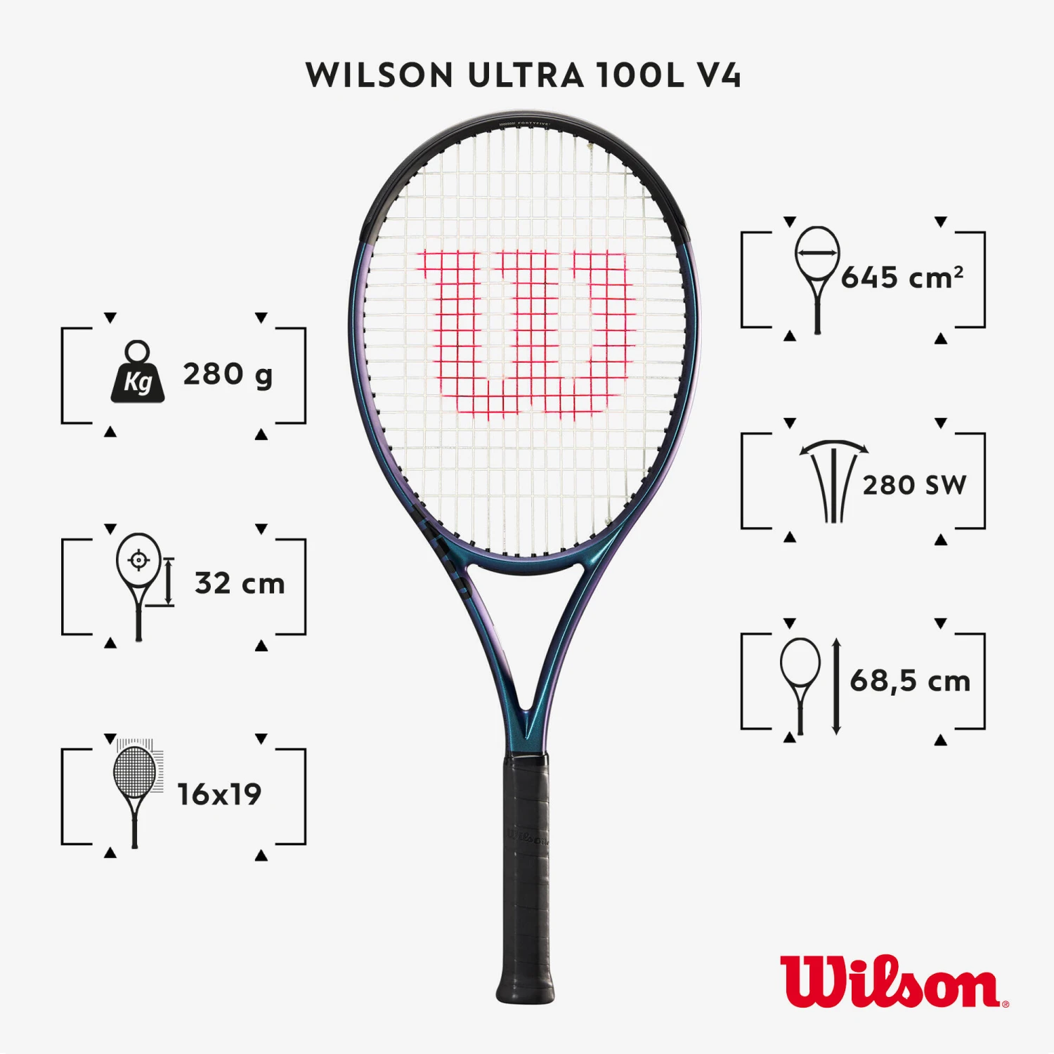 Wilson Adult 280 G Unstrung Tennis Racket Ultra 100L V4 4 Wilson Adult 280 G Unstrung Tennis Racket Ultra 100L V4 - Image 2
