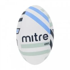 Mitre Grid Rugby Ball (White/Black/Blue)