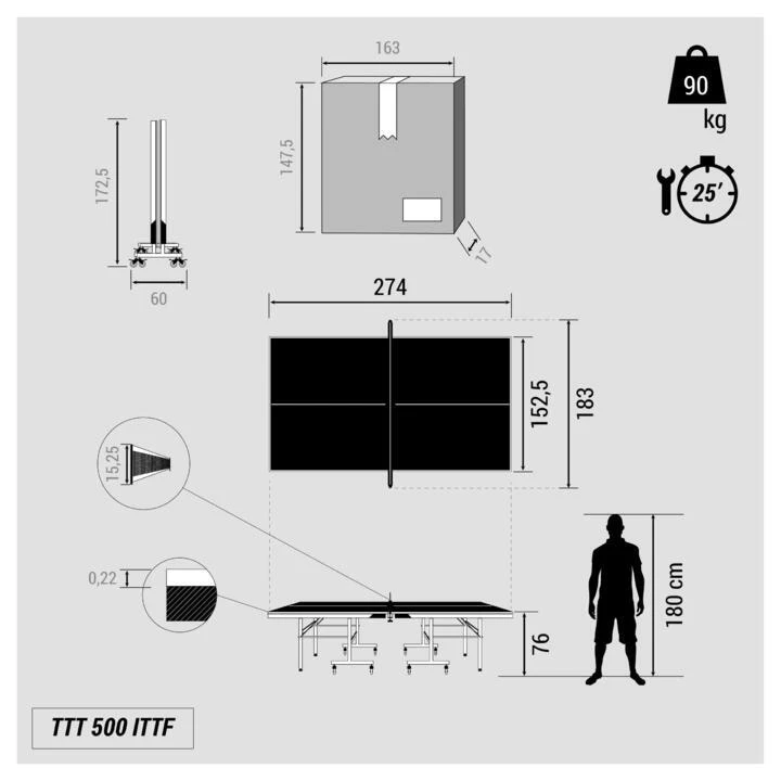 Refurbished Ittf Approved Club Table Tennis Table Ttt 500 6 Refurbished Ittf Approved Club Table Tennis Table Ttt 500 - Image 4
