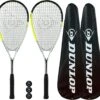 Dunlop Hyper Lite Pro Squash Racket Twin Pack, Inc Covers & 3 Squash Balls -Ball Sports Store k79b2c7d289368bc9cf44f491aa7e2ad6