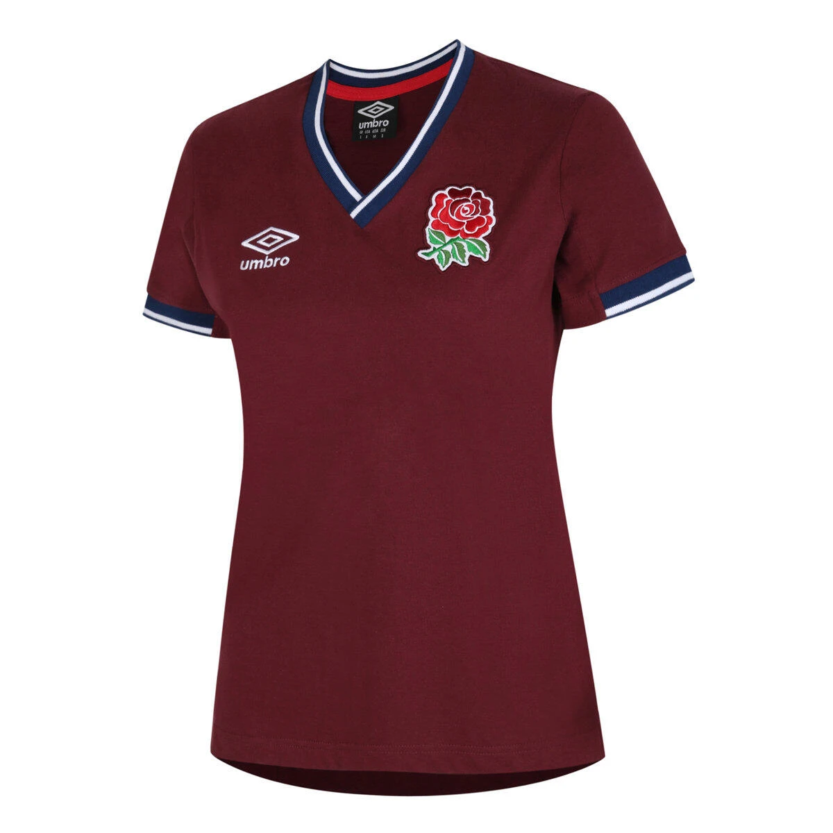 UMBRO England Rugby Womens/Ladies Classic TShirt (Merlot/Navy) 3 UMBRO England Rugby Womens/Ladies Classic TShirt (Merlot/Navy)