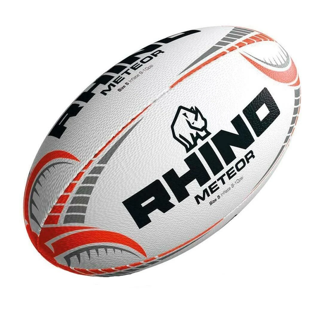 RHINO Meteor Rugby Ball (Black/White/Red) 3 RHINO Meteor Rugby Ball (Black/White/Red)