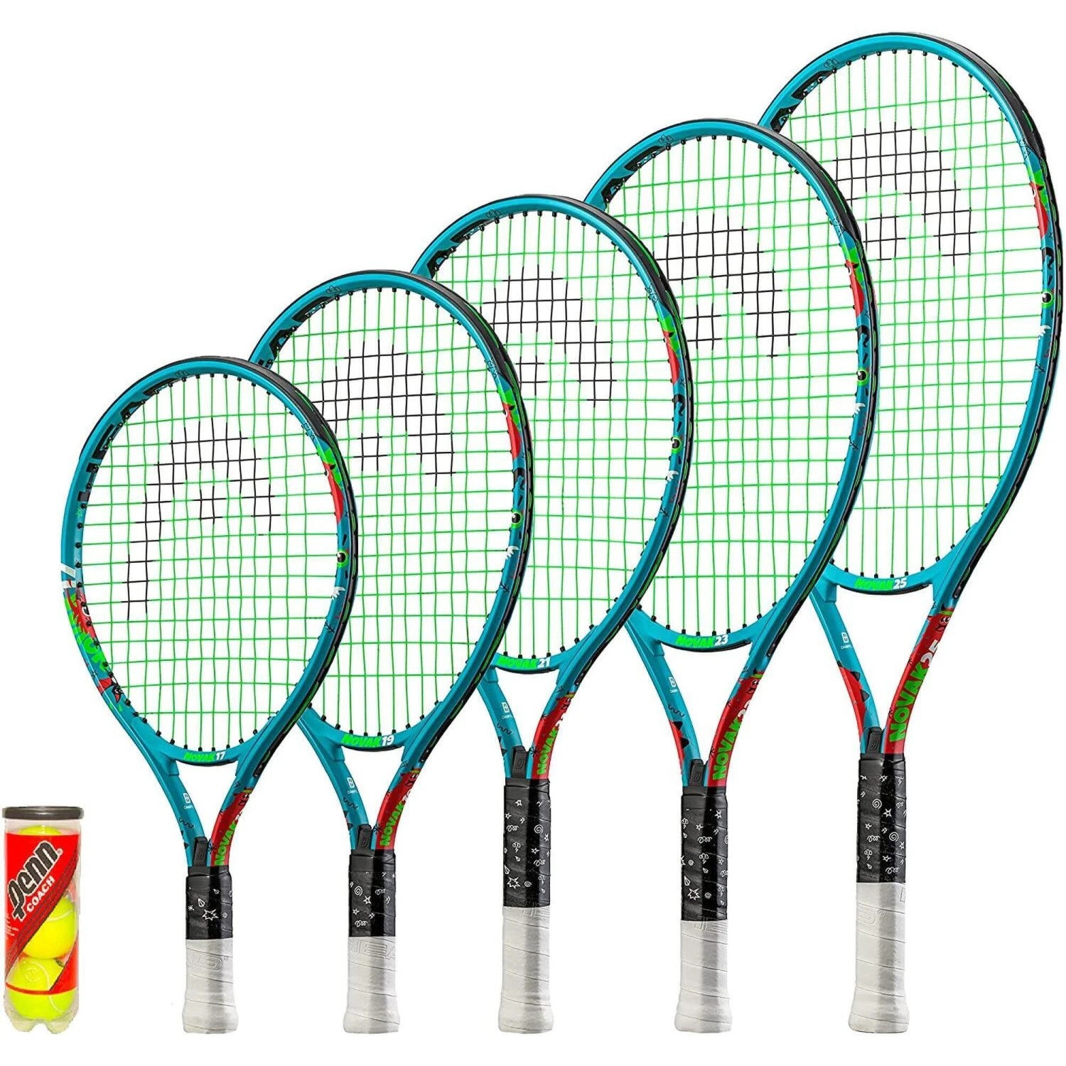 HEAD Novak Junior Tennis Racket, Inc Protective Cover & 3 Tennis Balls 3 HEAD Novak Junior Tennis Racket, Inc Protective Cover & 3 Tennis Balls