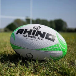 RHINO Rapide XV Rugby Ball (White/Green) -Ball Sports Store k8a028de068aadd00c79d3387699d7113