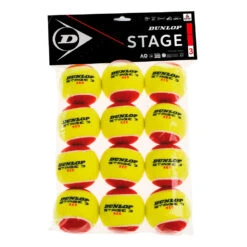 Dunlop Stage 3 Mini Tennis Balls (Pack Of 12) (Red/Yellow)