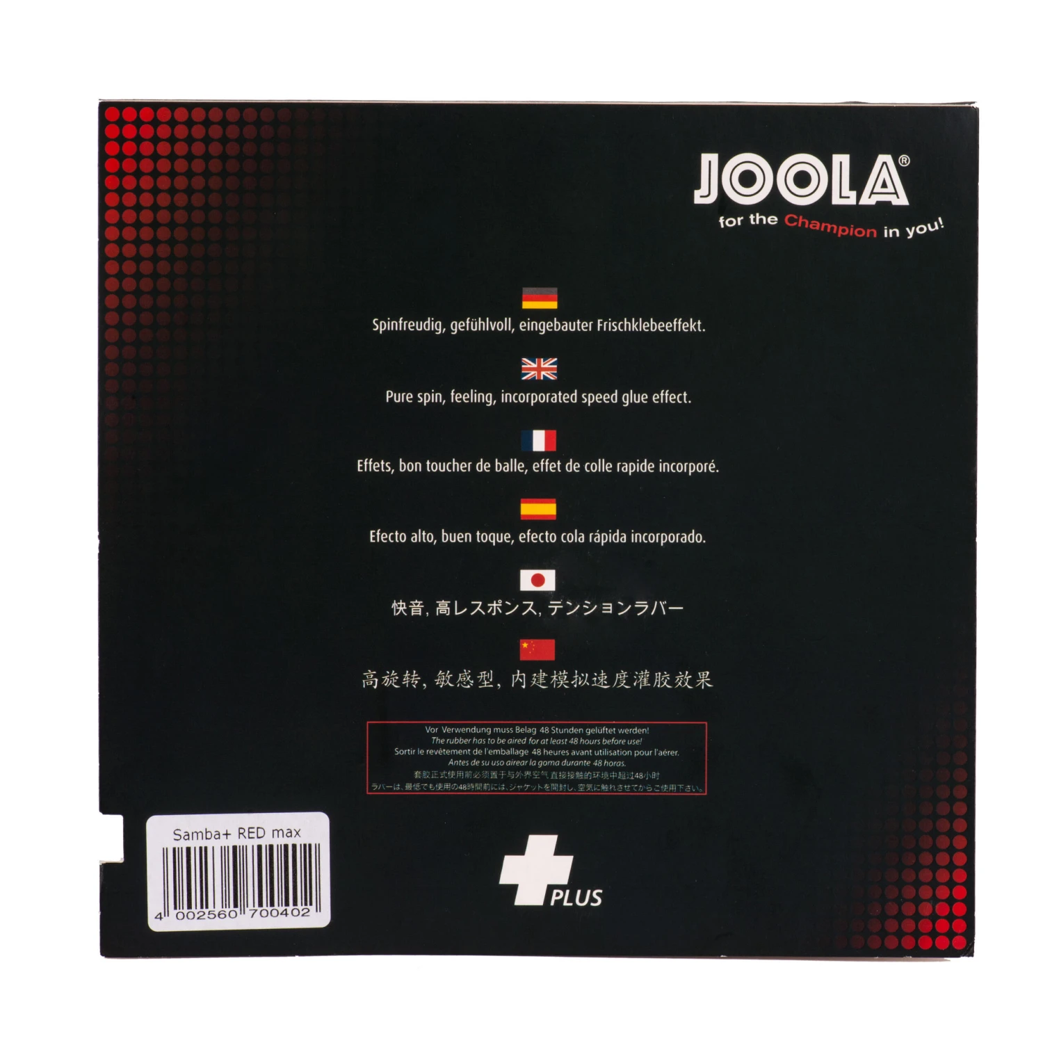 JOOLA Samba+ Table Tennis Bat Rubber 4 JOOLA Samba+ Table Tennis Bat Rubber - Image 2