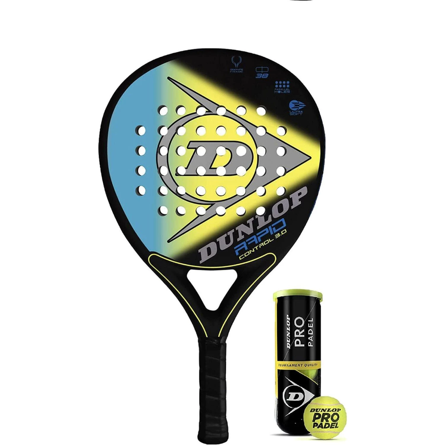 Dunlop Rapid Control Padel Racket & 3 Dunlop Pro Padel Balls 3 Dunlop Rapid Control Padel Racket & 3 Dunlop Pro Padel Balls