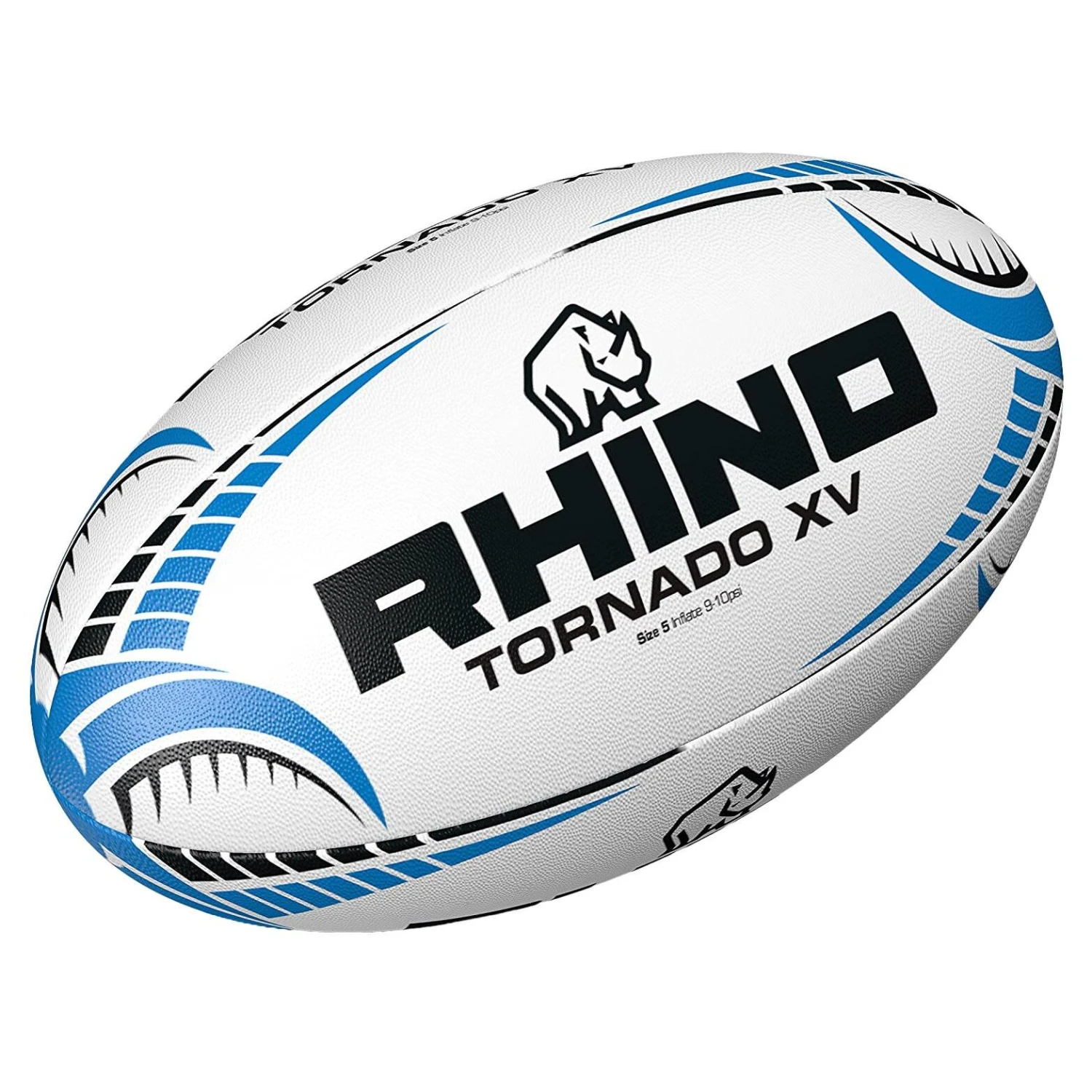RHINO Tornado XV Rugby Ball (White/Blue/Black) 5 RHINO Tornado XV Rugby Ball (White/Blue/Black) - Image 3