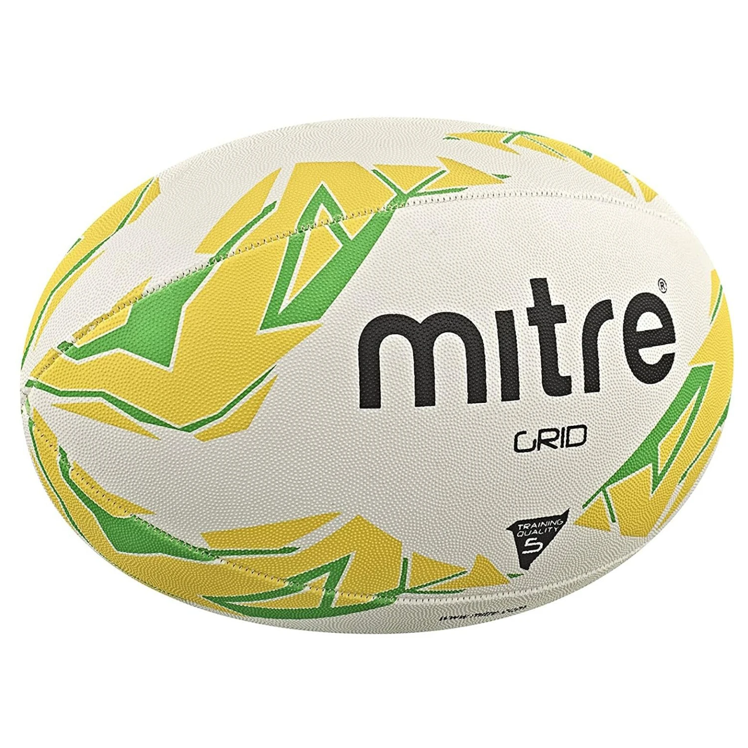 Mitre Grid Rugby Ball (White/Yellow/Green) 3 Mitre Grid Rugby Ball (White/Yellow/Green)