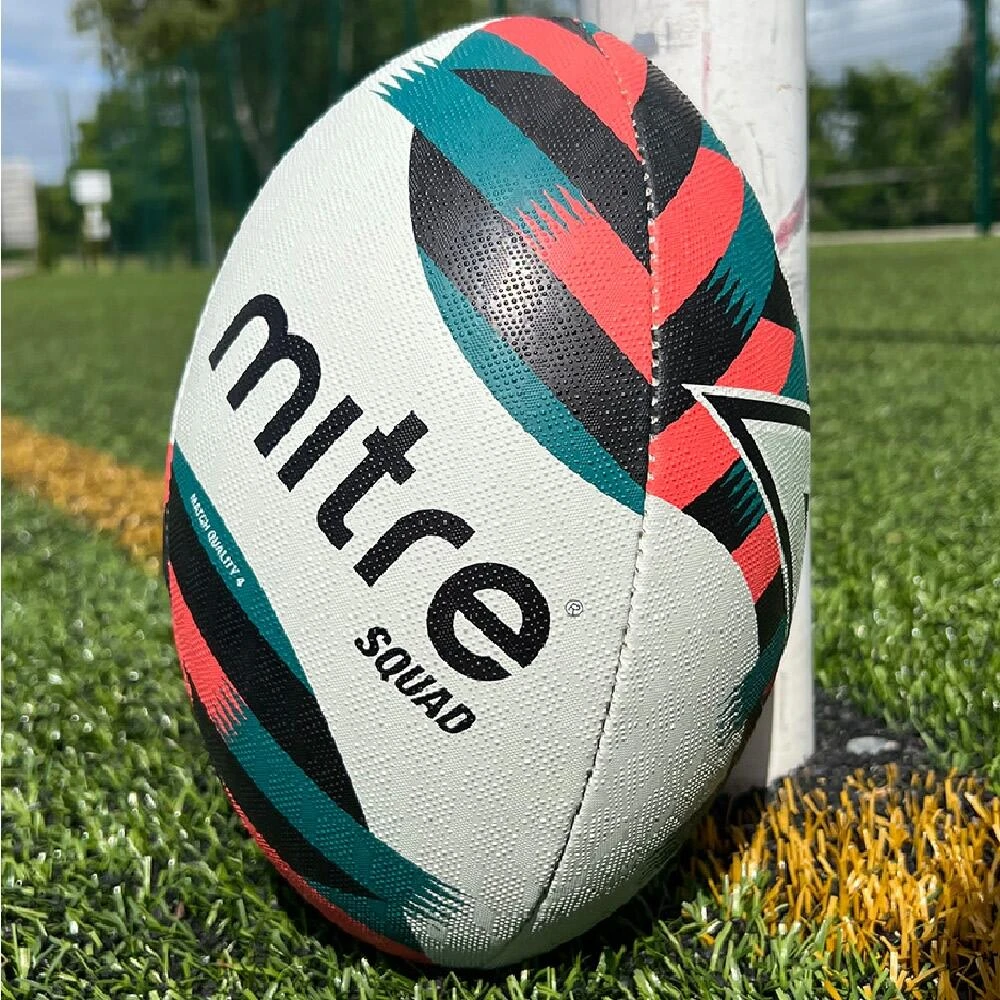 Mitre Squad Rugby Ball (White/Red/Blue) 4 Mitre Squad Rugby Ball (White/Red/Blue) - Image 2